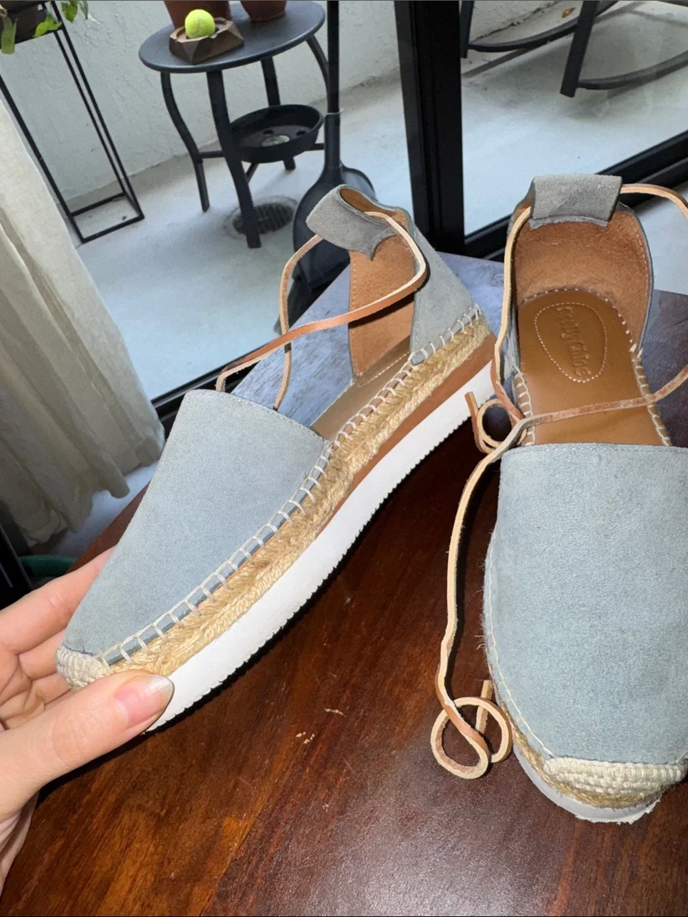 See By Chloe Women's blue Espadrille LaceUp Flats Size 7 Like NEW MAKE OFFER